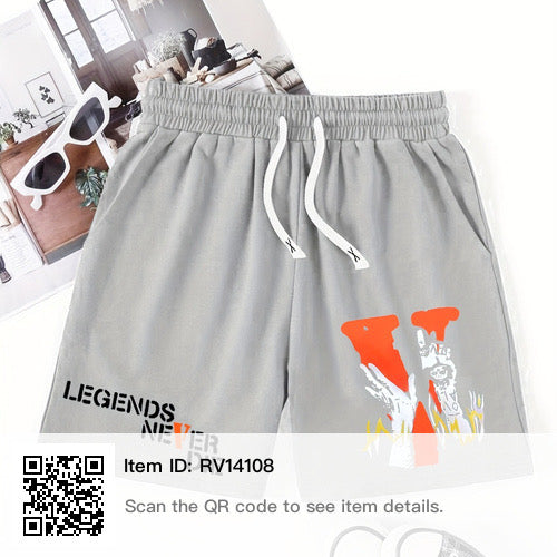 Legend letters print elastic waist shorts