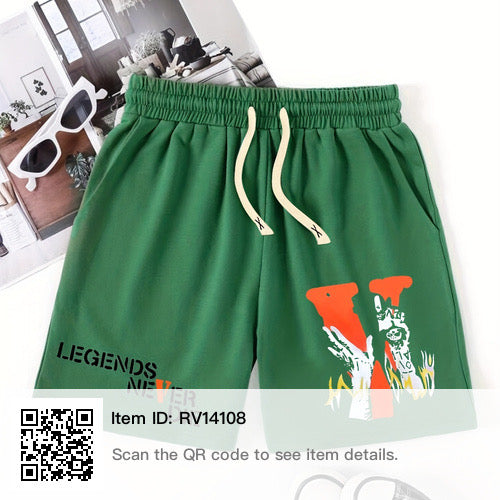 Legend letters print elastic waist shorts