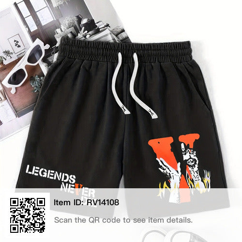 Legend letters print elastic waist shorts