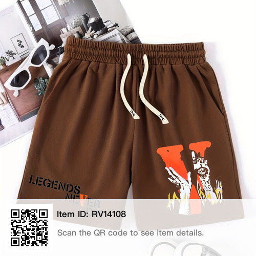 Legend letters print elastic waist shorts
